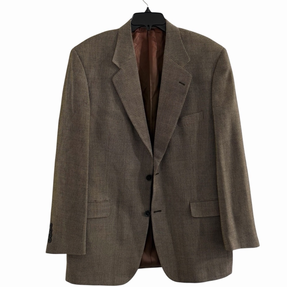 Neiman Marcus 100% Wool Sport Coat‎ Mens Brown Blazer 2 Button Classic